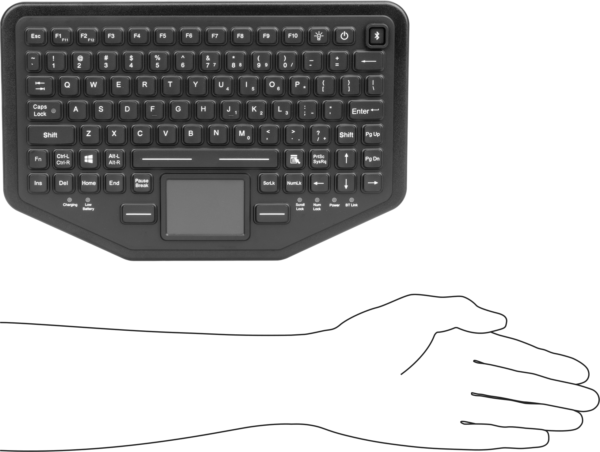 Trackpad'li Dayanıklı Klavye, 12" Genişlik