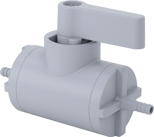Dikenli Bağlantı Parçalı Plastik Açma/Kapama Vanası, 1/8" Boru İç Çapı için, Düz, Siyah Naylon Gövde, EPDM Conta