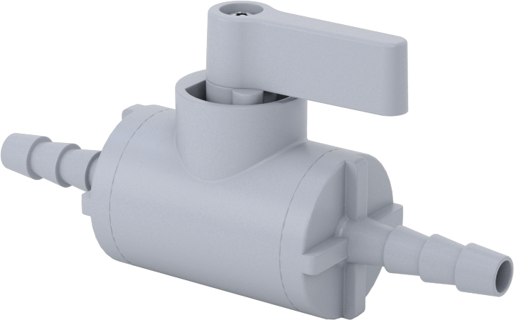Dikenli Bağlantı Parçalı Plastik Açma/Kapama Vanası, 1/4" Boru İç Çapı için, Düz, Siyah Naylon Gövde, EPDM Conta