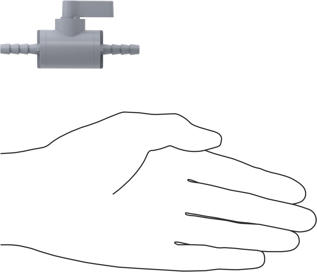 Dikenli Bağlantı Parçalı Plastik Açma/Kapama Vanası, 1/4" Boru İç Çapı için, Düz, Siyah Naylon Gövde, EPDM Conta