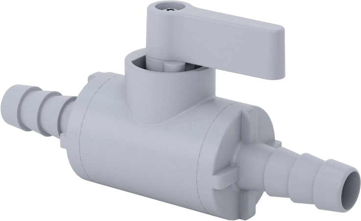 Dikenli Bağlantı Parçalı Plastik Açma/Kapama Vanası, 3/8" Boru İç Çapı için, Düz, Siyah Naylon Gövde, EPDM Conta