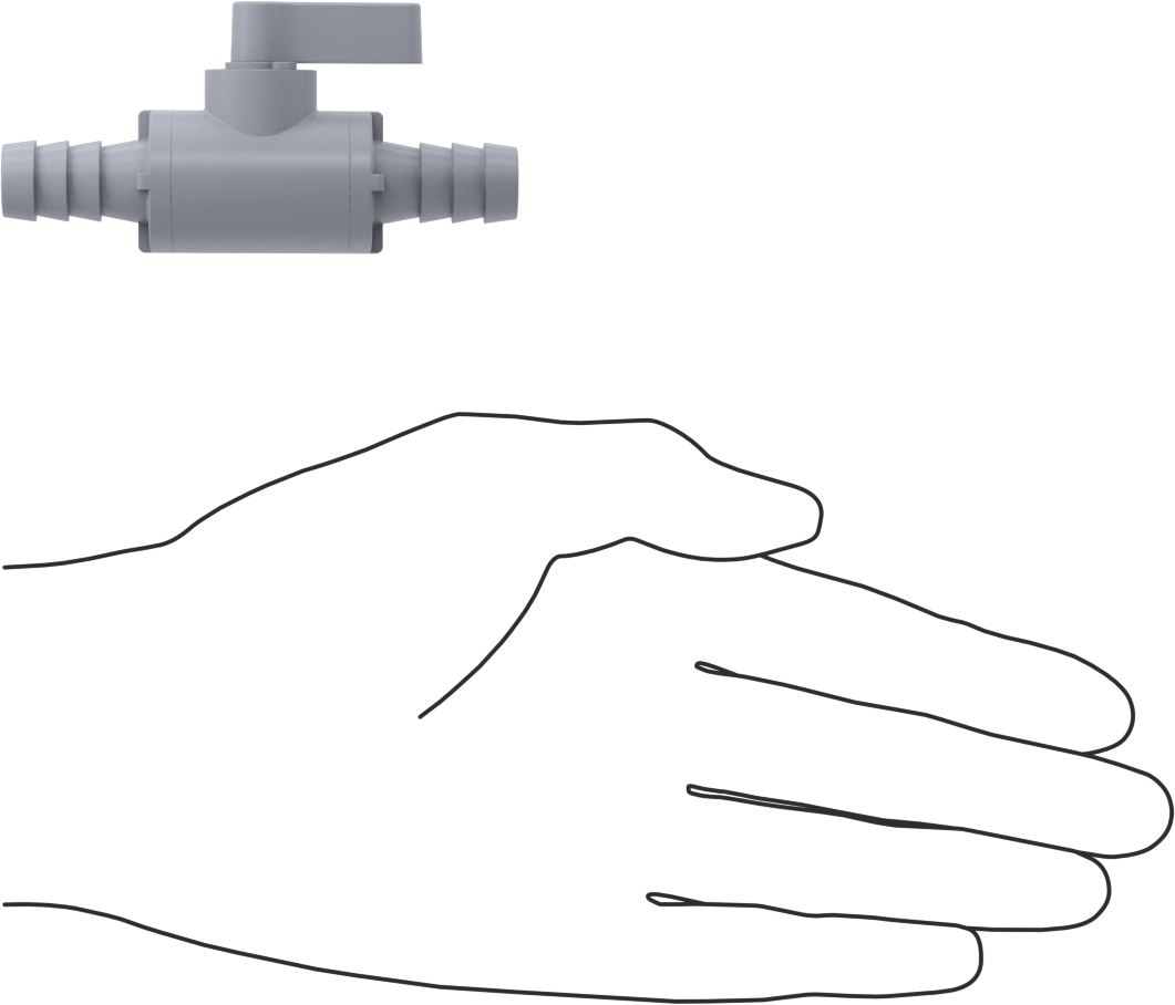Dikenli Bağlantı Parçalı Plastik Açma/Kapama Vanası, 1/2" Boru İç Çapı için, Düz, Siyah Naylon Gövde, EPDM Conta