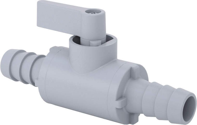Dikenli Bağlantı Parçalı Plastik Açma/Kapama Vanası, 1/2" Boru İç Çapı için, Düz, Siyah Naylon Gövde, EPDM Conta