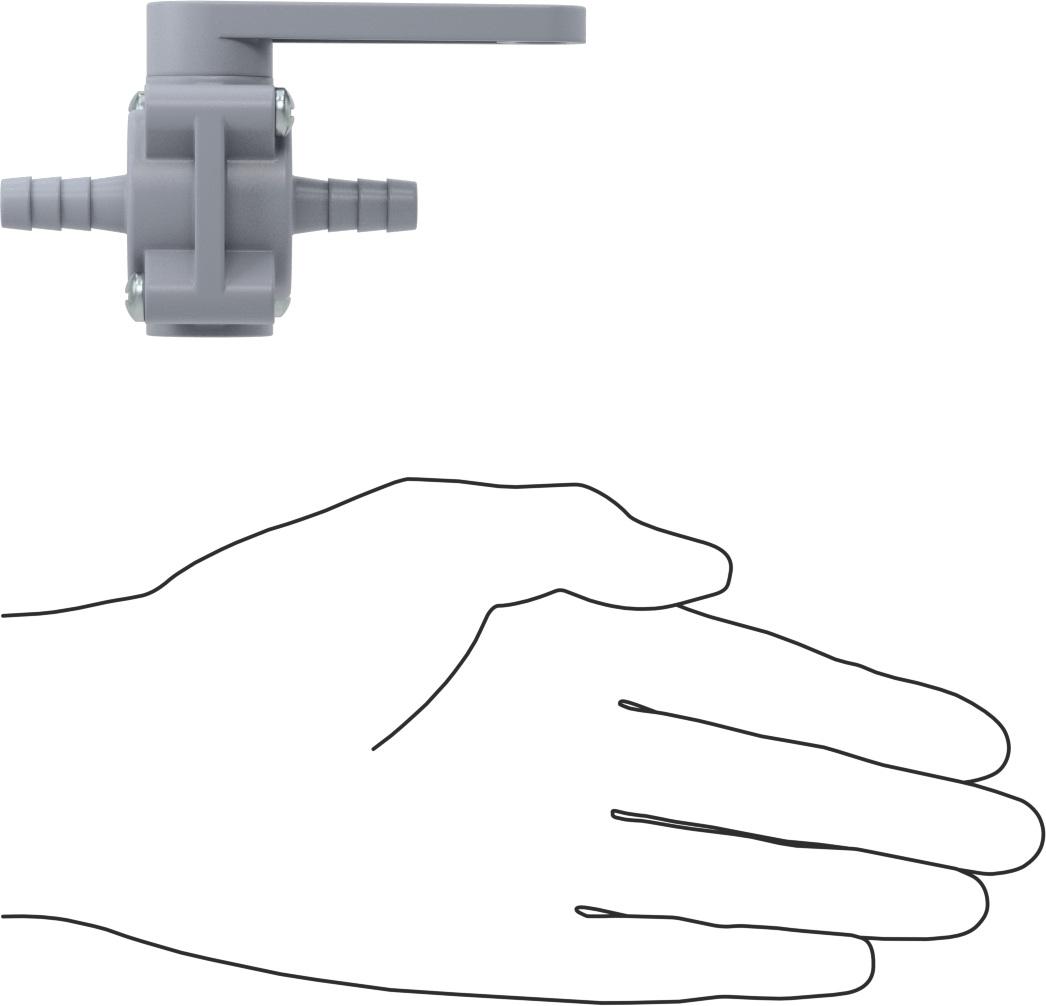 Dikenli Bağlantı Parçalı Plastik Açma/Kapama Vanası, 3/8" Boru İç Çapı için, PVC Gövde, 1,7 Cv, EPDM Conta, Standart Bağlantı Noktası