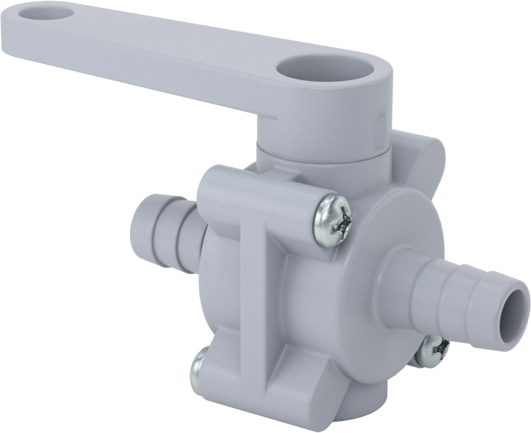 Dikenli Bağlantı Parçalı Plastik Açma/Kapama Vanası, 1/2" Boru İç Çapı için, PVC Gövde, 5,4 Cv, EPDM Conta, Standart Bağlantı Noktası