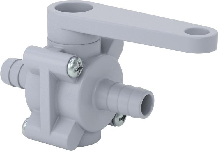 Dikenli Bağlantı Parçalı Plastik Açma/Kapama Vanası, 1/2" Boru İç Çapı için, PVC Gövde, 5,4 Cv, EPDM Conta, Standart Bağlantı Noktası