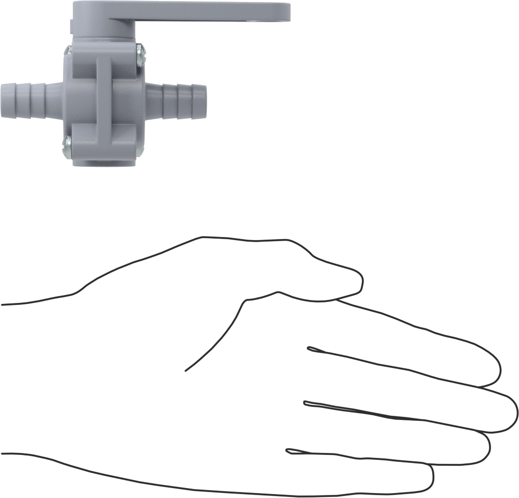 Dikenli Bağlantı Parçalı Plastik Açma/Kapama Vanası, 1/2" Boru İç Çapı için, PVC Gövde, 5,4 Cv, EPDM Conta, Standart Bağlantı Noktası