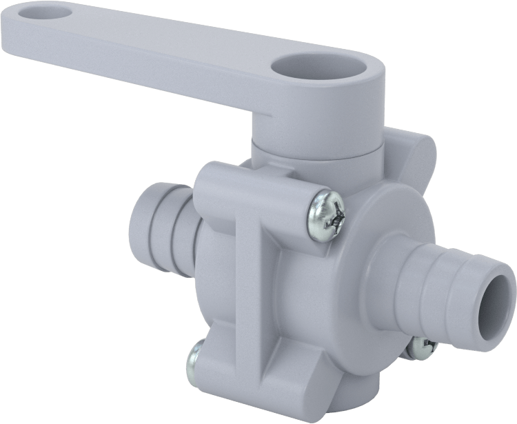 Dikenli Bağlantı Parçalı Plastik Açma/Kapama Vanası, 5/8" Boru İç Çapı için, Gri PVC Gövde, EPDM Conta, Standart Bağlantı Noktası