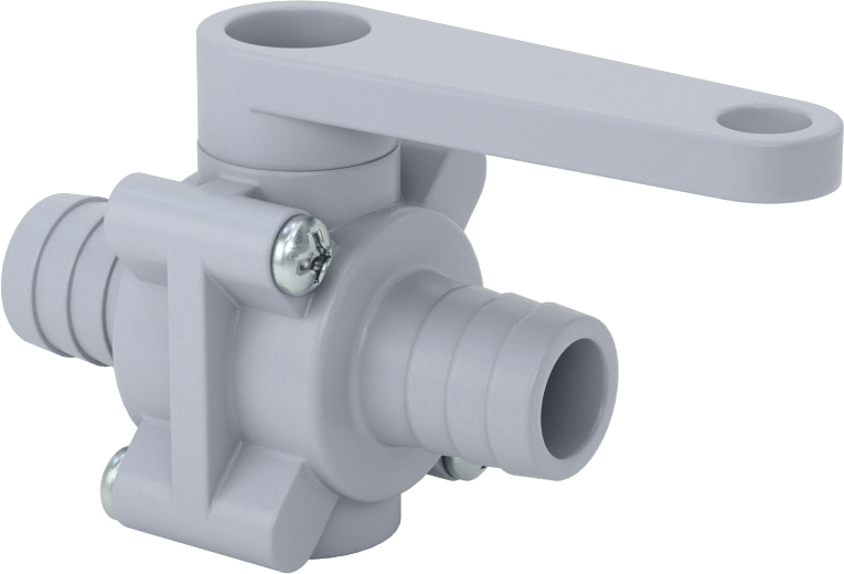 Dikenli Bağlantı Parçalı Plastik Açma/Kapama Vanası, 3/4" Boru İç Çapı için, Gri PVC Gövde, EPDM Conta, Standart Bağlantı Noktası