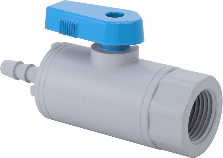 Dikenli Bağlantı Parçalı Plastik Açma/Kapama Vanası, 1/4" Boru İç Çapı x 3/8 NPT Dişi için, Koyu Gri PVC Gövde