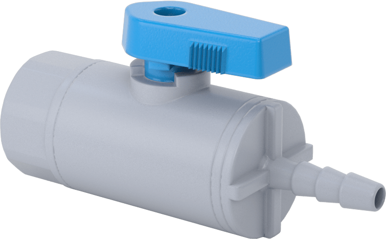 Dikenli Bağlantı Parçalı Plastik Açma/Kapama Vanası, 1/4" Boru İç Çapı x 3/8 NPT Dişi için, Koyu Gri PVC Gövde