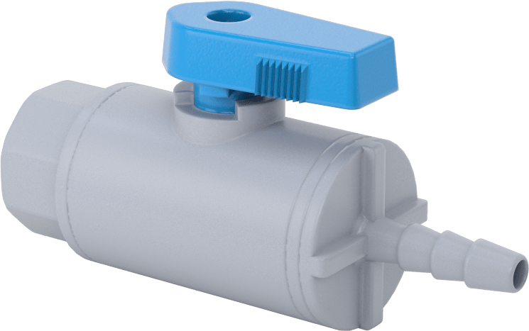 Dikenli Bağlantı Parçalı Plastik Açma/Kapama Vanası, 1/4" Boru İç Çapı x 1/4 NPT Dişi için, Koyu Gri PVC Gövde