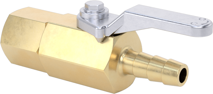 Pirinç Gövdeli Açma/Kapama Vanası, 1/4 NPT Dişi x 1/4" Boru İç Çapı için Standart Dikenli Bağlantı Parçası