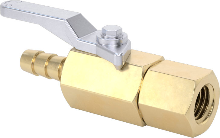 Pirinç Gövdeli Açma/Kapama Vanası, 1/4 NPT Dişi x 1/4" Boru İç Çapı için Standart Dikenli Bağlantı Parçası