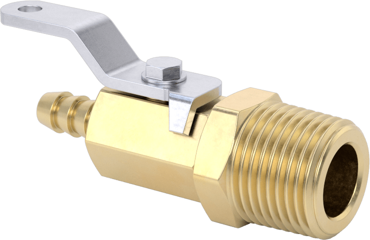 Pirinç Gövdeli Açma/Kapama Vanası, 1/2 NPT Erkek x 1/4" İç Çaplı Boru için Standart Dikenli Bağlantı Elemanı