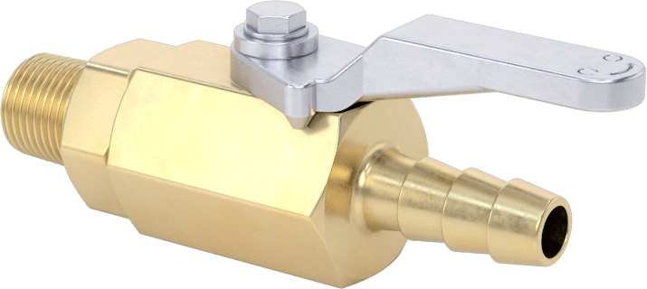 Pirinç Gövdeli Açma/Kapama Vanası, 1/8 NPT Erkek x 1/4" Boru İç Çapı için Standart Dikenli Bağlantı Parçası