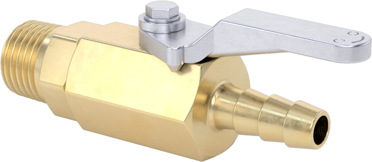 Pirinç Gövdeli Açma/Kapama Vanası, 1/4 NPT Erkek x 1/4" Boru İç Çapı için Standart Dikenli Bağlantı Parçası