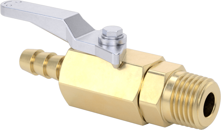 Pirinç Gövdeli Açma/Kapama Vanası, 1/4 NPT Erkek x 1/4" Boru İç Çapı için Standart Dikenli Bağlantı Parçası