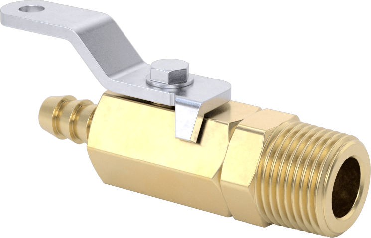 Pirinç Gövdeli Açma/Kapama Vanası, 3/8 NPT Erkek x 1/4" Boru İç Çapı için Standart Dikenli Bağlantı Elemanı