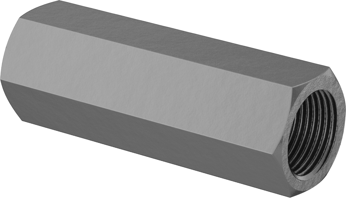 Karbon Çelik Gerdirme Tipi Bağlantı Çubuğu, 3" Toplam Uzunluk, 3/4"-16 İç Dişli