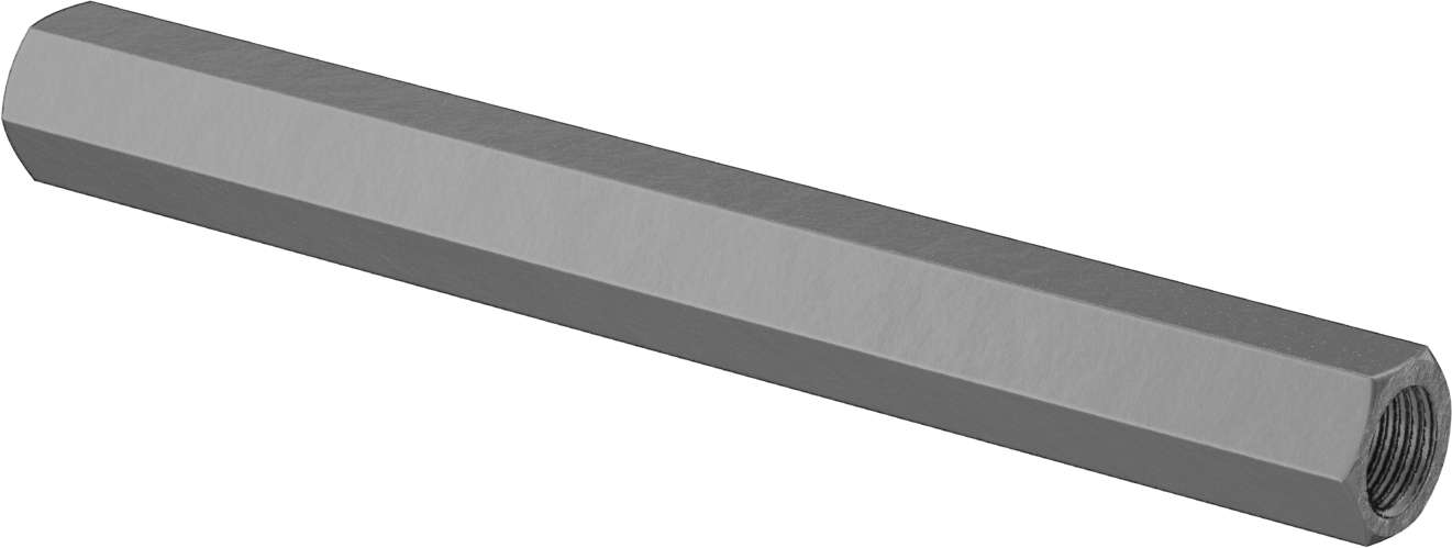 Karbon Çelik Gerdirme Tipi Bağlantı Çubuğu, 6" Toplam Uzunluk, 7/16"-20 İç Diş