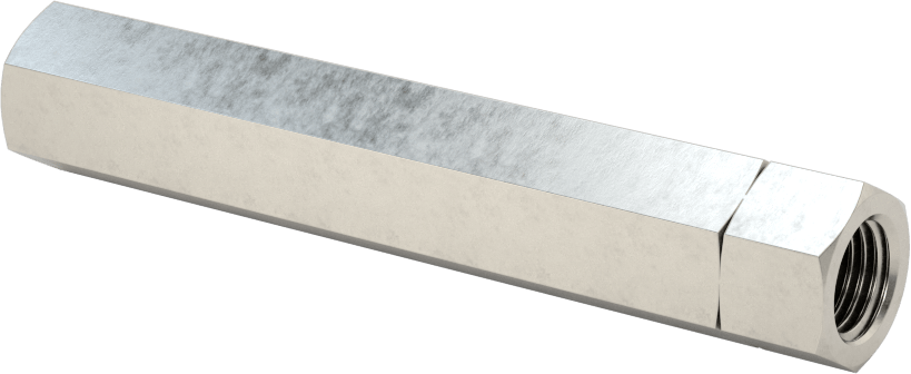 18-8 Paslanmaz Çelik Gerdirme Tipi Bağlantı Çubuğu, 3" Toplam Uzunluk, 3/8"-24 İç Diş
