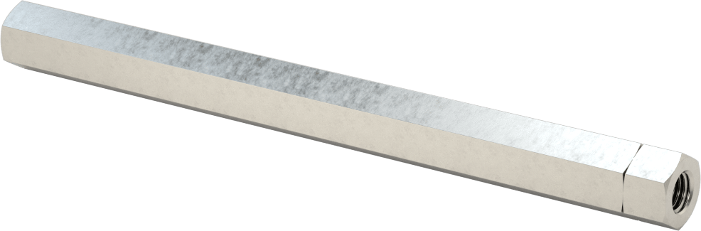 18-8 Paslanmaz Çelik Gerdirme Tipi Bağlantı Çubuğu, 6" Toplam Uzunluk, 5/16"-24 İç Diş