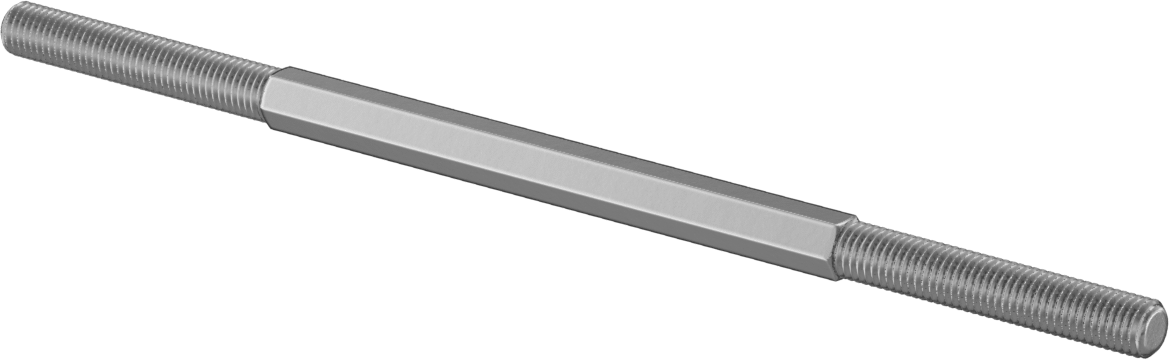 Alüminyum Gerdirme Tipi Bağlantı Çubuğu, 1/4"-28 Diş Boyutu, 6" Toplam Uzunluk