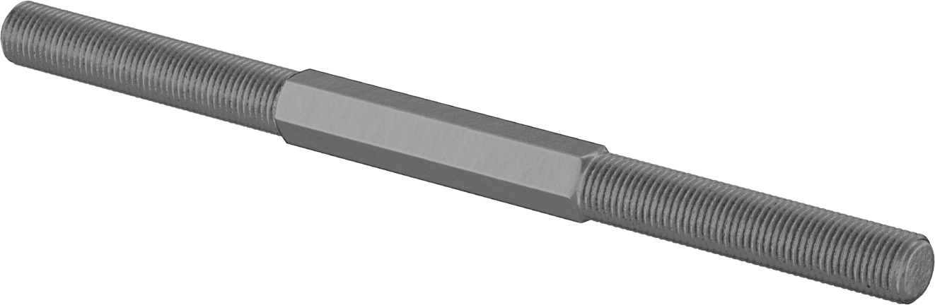 Karbon Çelik Gerdirme Tipi Bağlantı Çubuğu, 3/8"-24 Diş Boyutu, 6" Toplam Uzunluk