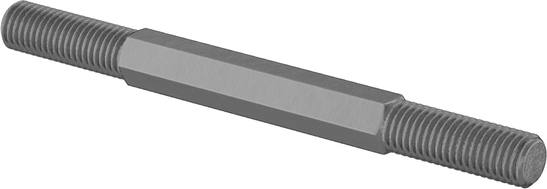 Karbon Çelik Gerdirme Tipi Bağlantı Çubuğu, 1/4"-28 Diş Boyutu, 3" Toplam Uzunluk