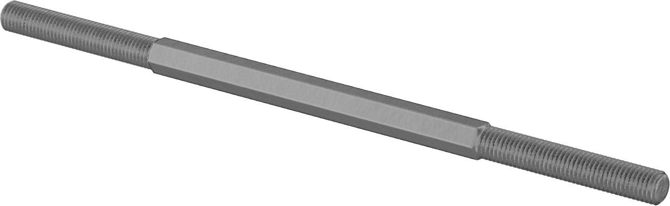 Karbon Çelik Gerdirme Tipi Bağlantı Çubuğu, 1/4"-28 Diş Boyutu, 6" Toplam Uzunluk