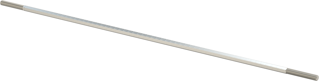 18-8 Paslanmaz Çelik Gerdirme Tipi Bağlantı Çubuğu, 1/4"-28 Diş Boyutu, 18" Toplam Uzunluk