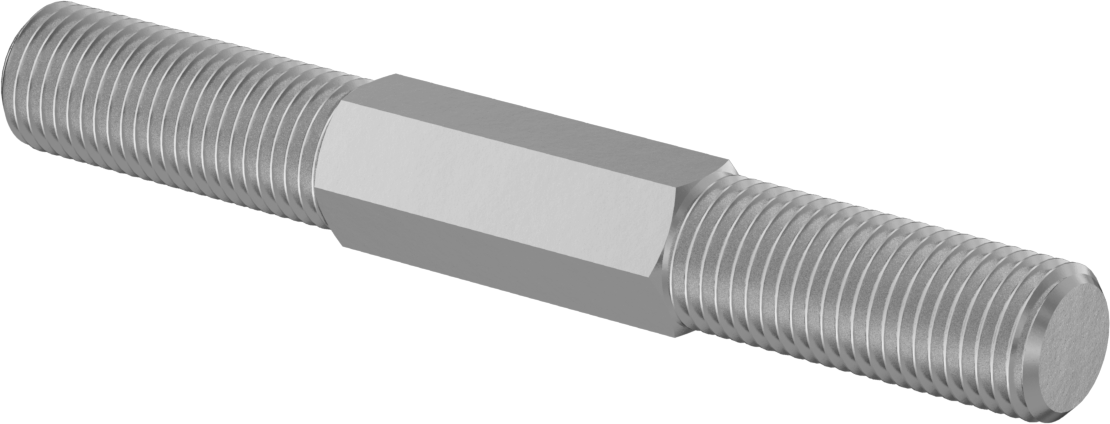 18-8 Paslanmaz Çelik Gerdirme Tipi Bağlantı Çubuğu, 3/8"-24 Diş Boyutu, 3" Toplam Uzunluk