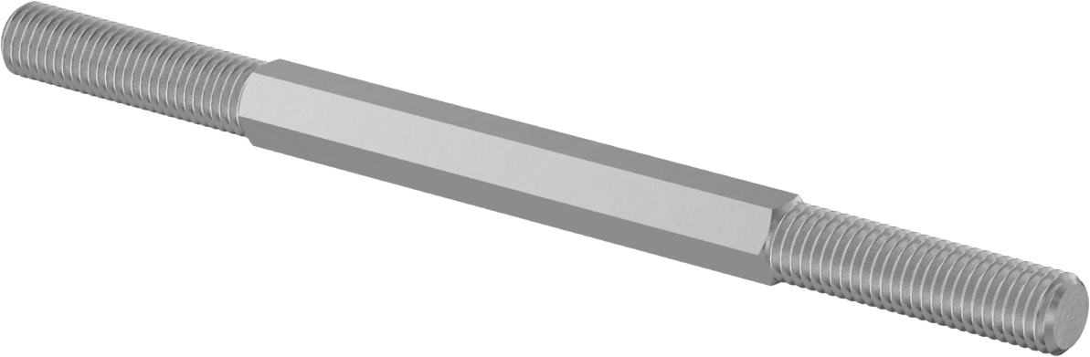 18-8 Paslanmaz Çelik Gerdirme Tipi Bağlantı Çubuğu, 1/4"-28 Diş Boyutu, 4" Toplam Uzunluk