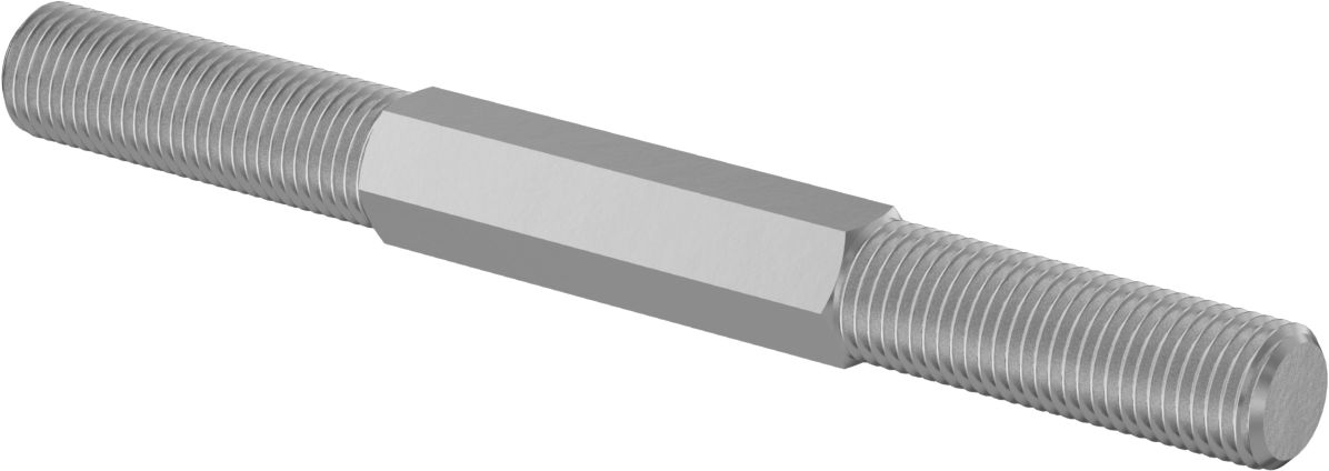 18-8 Paslanmaz Çelik Gerdirme Tipi Bağlantı Çubuğu, 3/8"-24 Diş Boyutu, 4" Toplam Uzunluk