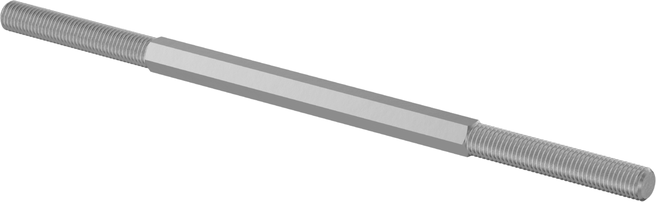 18-8 Paslanmaz Çelik Gerdirme Tipi Bağlantı Çubuğu, 1/4"-28 Diş Boyutu, 6" Toplam Uzunluk