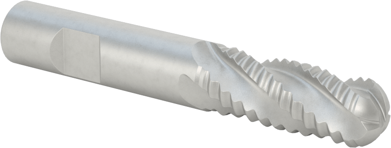 Kaba İşleme Kobalt Çelik Küresel Uçlu Freze, 4 Kanallı, 1/2" Freze Çapı, 1-1/4" Kesme Uzunluğu