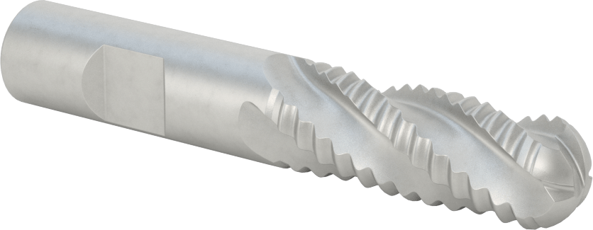 Kaba İşleme Kobalt Çelik Küresel Uçlu Freze, 4 Kanallı, 5/8" Freze Çapı, 1-5/8" Kesme Uzunluğu