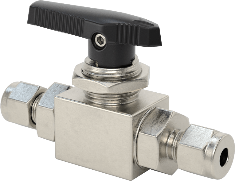 Yor-Lok Bağlantı Parçaları ile Panele Monte Açma/Kapama Vanası, 6 mm Boru Dış Çapı için, Düz, PTFE Contalı 316 Paslanmaz Çelik Gövde