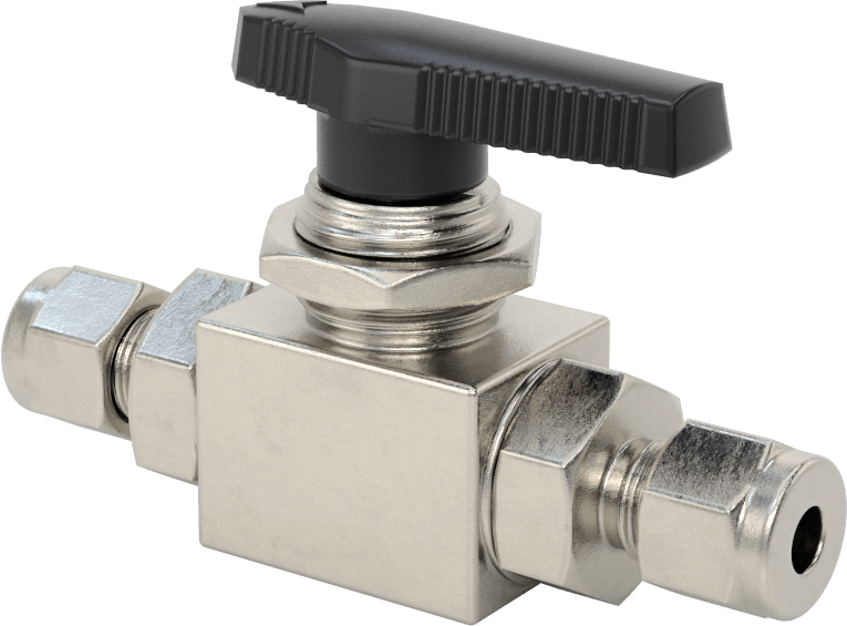 Yor-Lok Bağlantı Parçaları ile Panele Monte Açma/Kapama Vanası, 6 mm Boru Dış Çapı için, Düz, PTFE Contalı 316 Paslanmaz Çelik Gövde