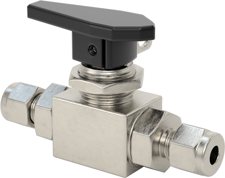 Yor-Lok Bağlantı Parçaları ile Panele Monte Açma/Kapama Vanası, 1/4" Boru Dış Çapı için, Kilitlenebilir, PTFE Contalı 316 Paslanmaz Çelik Gövde