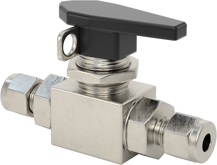 Yor-Lok Bağlantı Parçaları ile Panele Monte Açma/Kapama Vanası, 1/4" Boru Dış Çapı için, Kilitlenebilir, PTFE Contalı 316 Paslanmaz Çelik Gövde