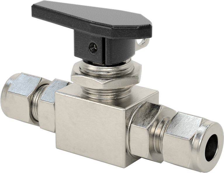 Yor-Lok Bağlantı Parçaları ile Panele Monte Açma/Kapama Vanası, 3/8" Boru Dış Çapı için, Kilitlenebilir, PTFE Contalı 316 Paslanmaz Çelik Gövde