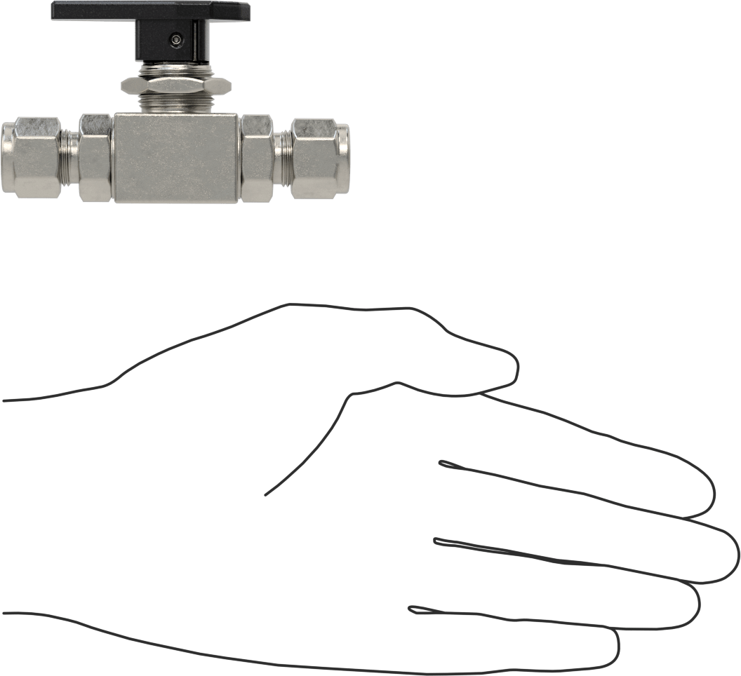 Yor-Lok Bağlantı Parçaları ile Panele Monte Açma/Kapama Vanası, 3/8" Boru Dış Çapı için, Kilitlenebilir, PTFE Contalı 316 Paslanmaz Çelik Gövde