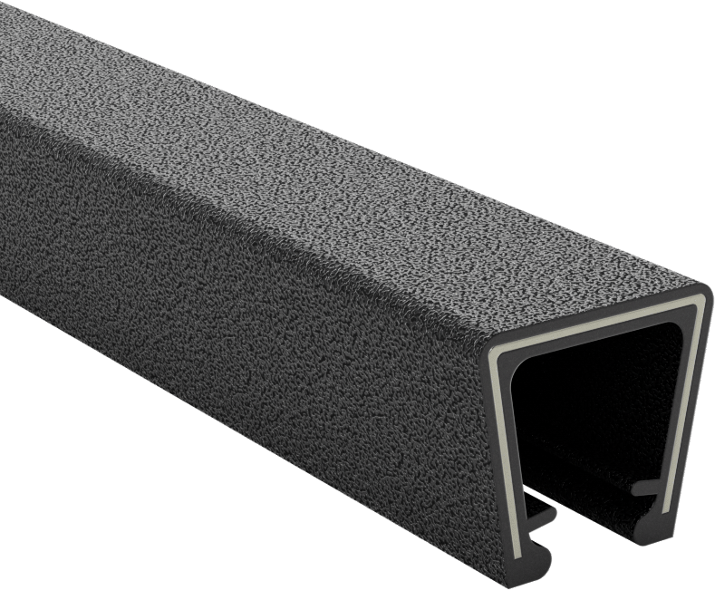 Güçlendirilmiş Plastik Kenar Çıtası, 1/4“-1/2” Genişlik x 9/16" İç Yükseklik, Çakıllı, Siyah
