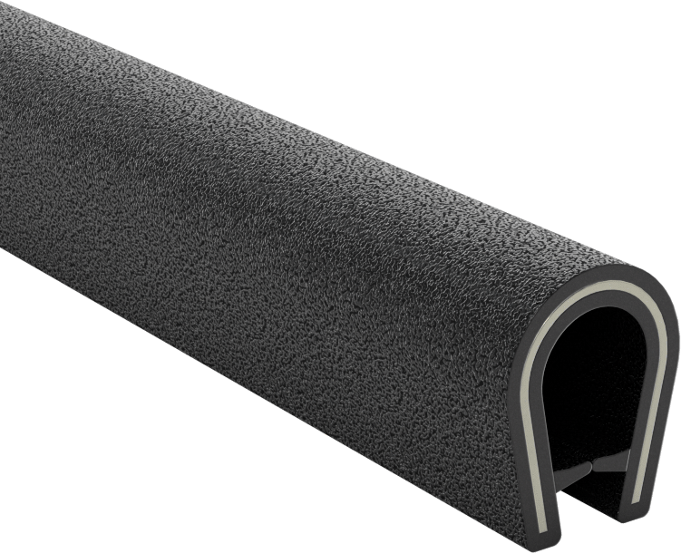 Güçlendirilmiş Plastik Kenar Çıtası, 1/32“-1/8” Genişlik x 7/16" İç Yükseklik, Çakıllı, Siyah