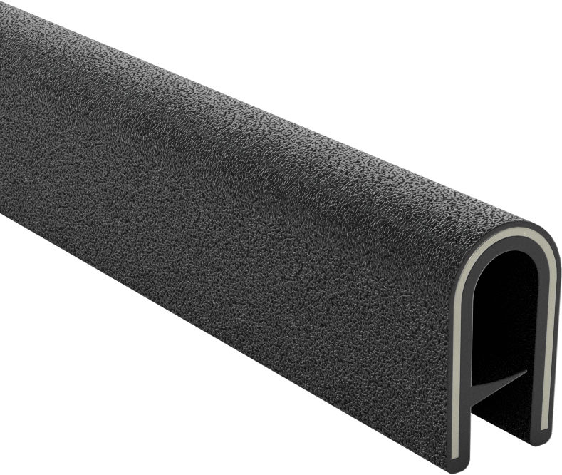 Güçlendirilmiş Plastik Kenar Çıtası, 5/64“-13/64” Genişlik x 37/64" İç Yükseklik, Çakıllı, Siyah