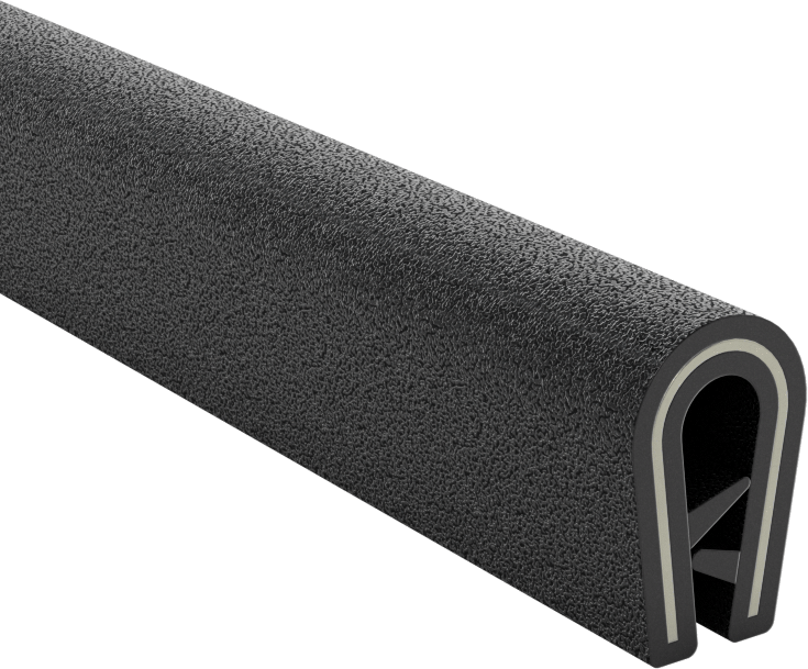 Güçlendirilmiş Plastik Kenar Çıtası, 1/64“-3/64” Genişlik x 3/8" İç Yükseklik, Çakıllı, Siyah