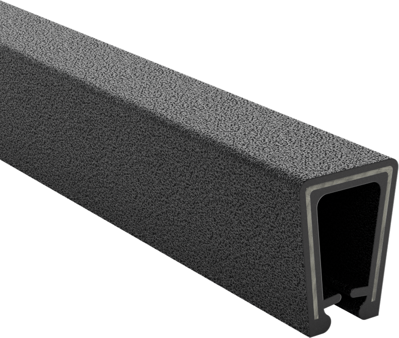 Güçlendirilmiş Plastik Kenar Çıtası, 9/64“-1/4” Genişlik x 37/64" İç Yükseklik, Çakıllı, Siyah