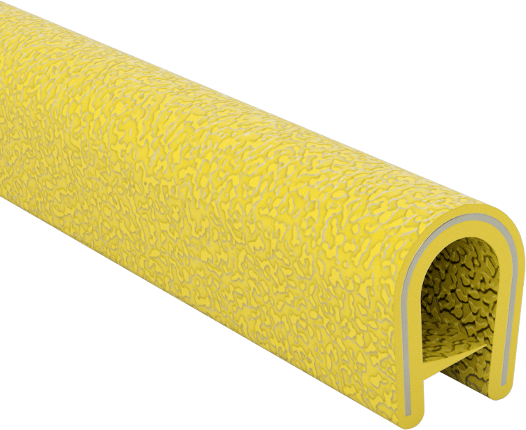 Güçlendirilmiş Plastik Kenar Çıtası, 3/32“-3/16” Genişlik x 7/16" İç Yükseklik, Çakıllı, Sarı